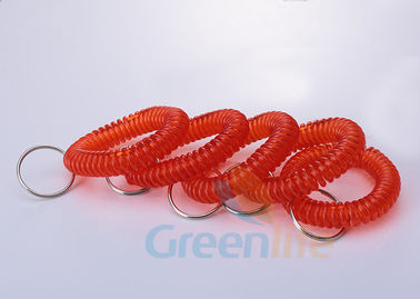 Fermo di plastica di chiave della bobina del polso di colore rosso di Stetchable con il peso leggero dei portachiavi a anello