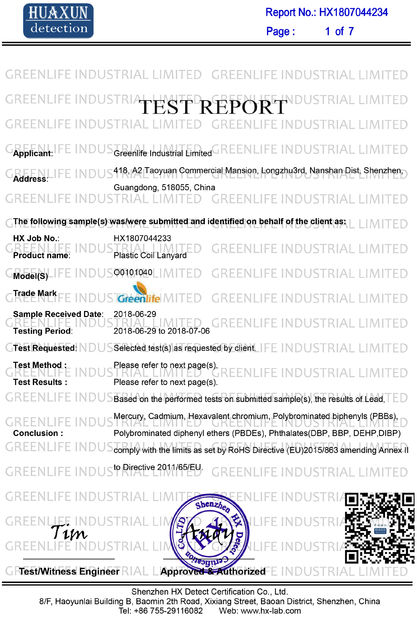 La CINA Greenlife  Industrial  Limited Certificazioni