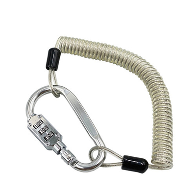 Guinzaglio di plastica dello strumento della primavera di TPU con la serratura a combinazione di Carabiner per sicurezza del casco