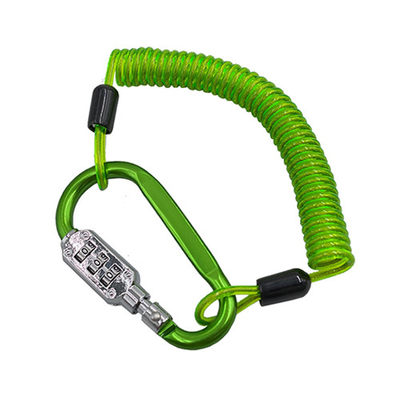 Guinzaglio di plastica dello strumento della primavera di TPU con la serratura a combinazione di Carabiner per sicurezza del casco