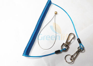 Chiave arrotolata elastica Lanyard Blue Coiled Lanyard Cord con il supporto dell'anello di filo