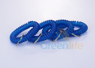 Portiere di plastica blu espandentesi di spirale della bobina del polso con l'anello nichelato di spaccatura