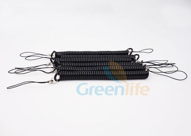 Cordicella chiave arrotolata di colore nero sicuro di plastica con 2 corde del ciclo del cellulare di PCS