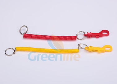 Bobina gialla rossa materiale Keychain di EVA con la clip, catene chiave elastiche della primavera della parte girevole
